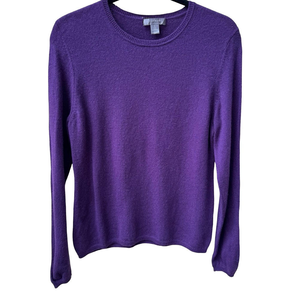 Charter Club 2-Ply 100% Cashmere Quiet Luxury Old Money Preppy Sweater Purple L